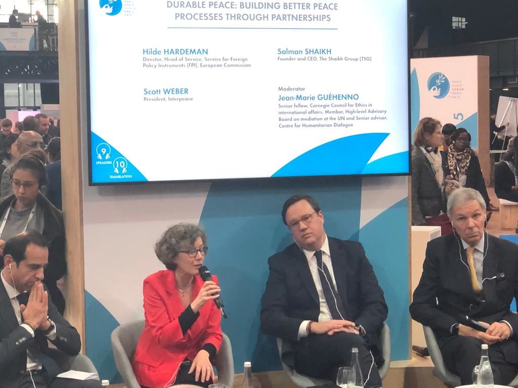 Hilde Hardeman, Head of the European Commission's Service for Foreign Policy Instruments (FPI), during a panel discussion on partnerships for peacebuilding